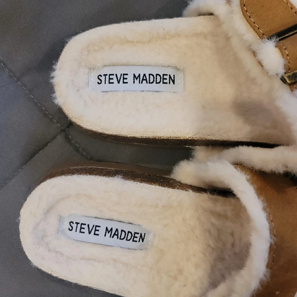 NEW Steve Madden Cognag Faux fur lined sandal